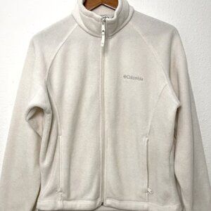 Cream Fleece Columbia Zip Up Jacket Size Medium